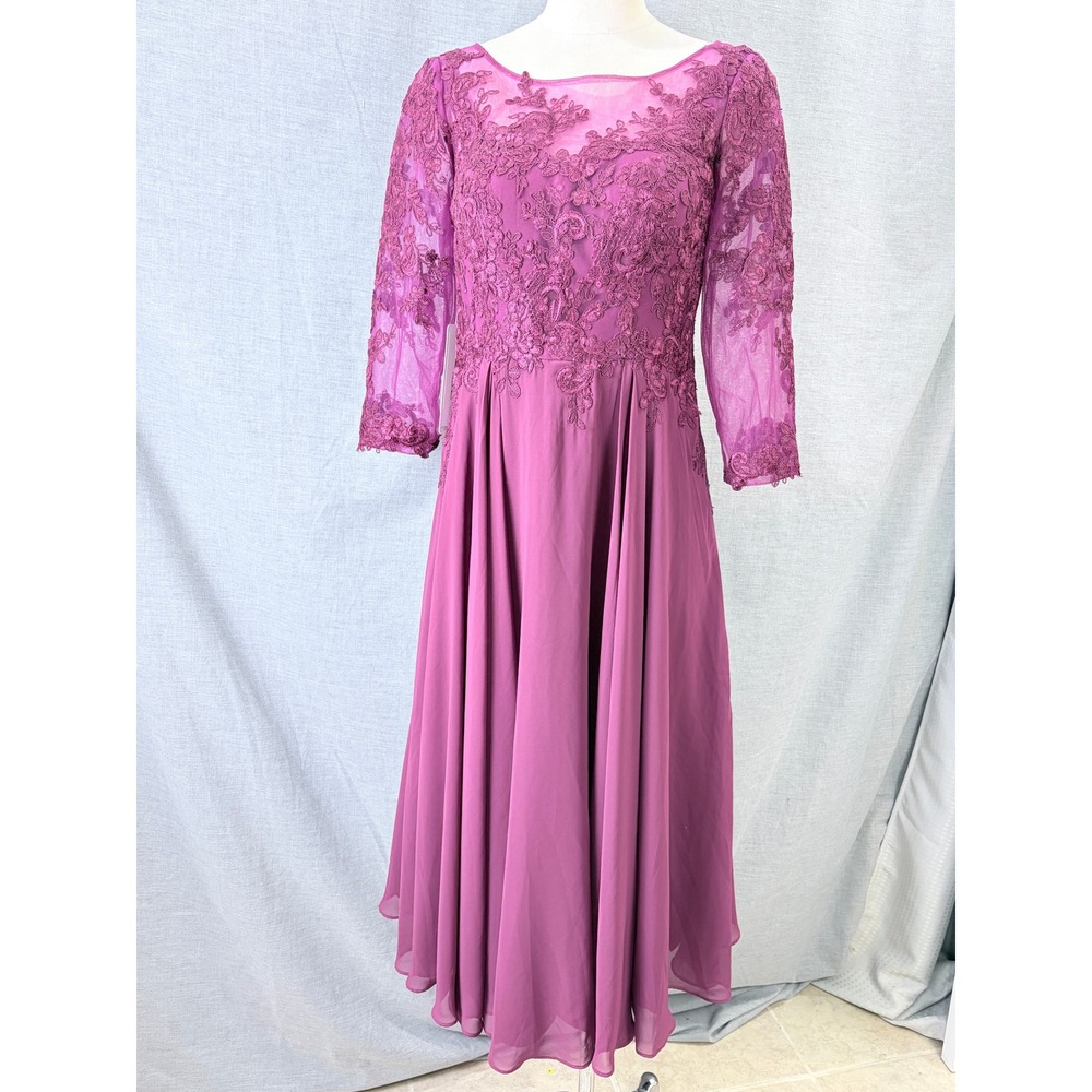 Azazie Marge  Mulberry A-Line Scoop Lace Chiffon Dress A6‎